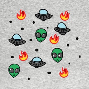 Alien Head Fire Image T-Shirt